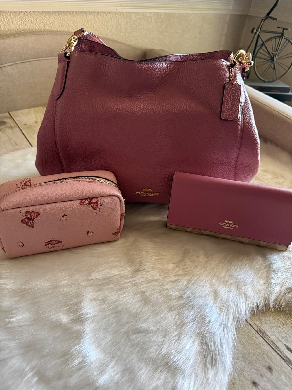 Coach Erin Peony Shoulder Bag, Coach Slim Envelope Peony Wallet & Coach Cosmetic - Picture 2 of 11